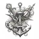 anchor and compass tattoo design idea