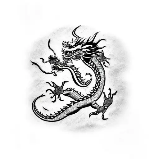 Chinese dragon in shuriken and man skull tattoo tattoo design idea