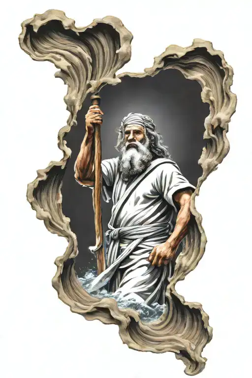 moses parting the red sea tattoo design idea