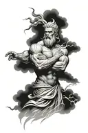 zeus creating a thunder storm tattoo design idea