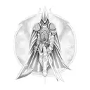 Arcangel con espada tattoo design idea