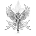 Arcangel con espada tattoo design idea