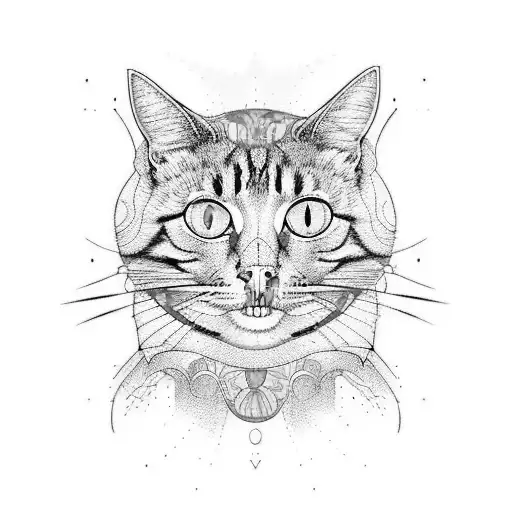 psychedelic cat tattoo design idea