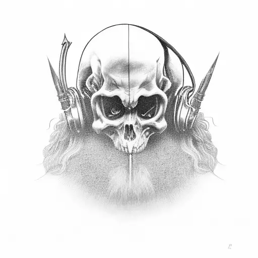 A detailed portrait of a famous heavy metal musician surrounded by Lord of the Rings characters tattoo design idea