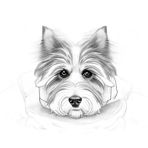 fluffy dog memorial tattoo design idea