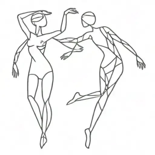 two stick figure dancing figures tattoo design idea