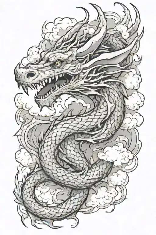 a dragon wrapping around my forearm with smoke or clouds in the background  tattoo design idea