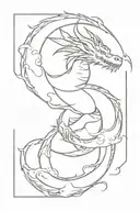 a dragon wrapping around my forearm with smoke or clouds in the background  tattoo design idea