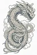 a dragon wrapping around my forearm with smoke or clouds in the background  tattoo design idea