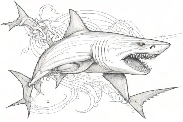 shark emerging tattoo design idea