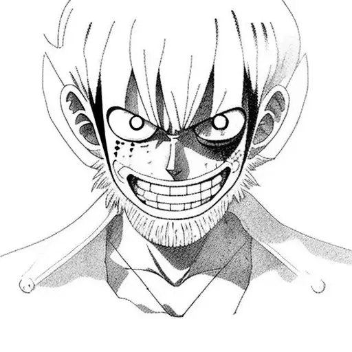 A portrait of Monkey D. Luffy from One Piece tattoo design idea