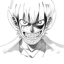 A portrait of Monkey D. Luffy from One Piece tattoo design idea