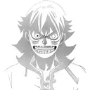 A portrait of Monkey D. Luffy from One Piece tattoo design idea