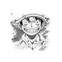 A portrait of Monkey D. Luffy from One Piece tattoo design idea