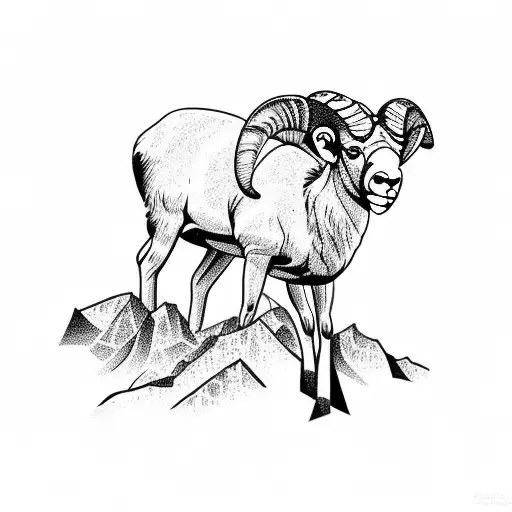 BigHorn Sheep Climbing Grand Canyon tattoo design idea
