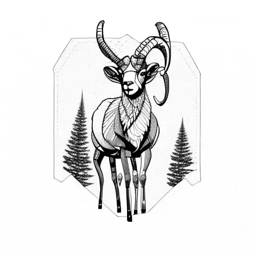 BigHorn Sheep climbing a super steep canyon cliff  tattoo design idea