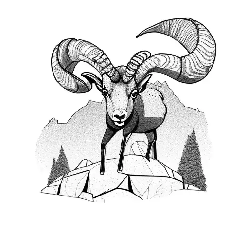 BigHorn Sheep climbing a grand canyonsuper steep canyon cliff  tattoo design idea