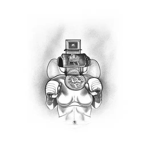 boxing belt with the name OZZIE written in front of the picture tattoo design idea