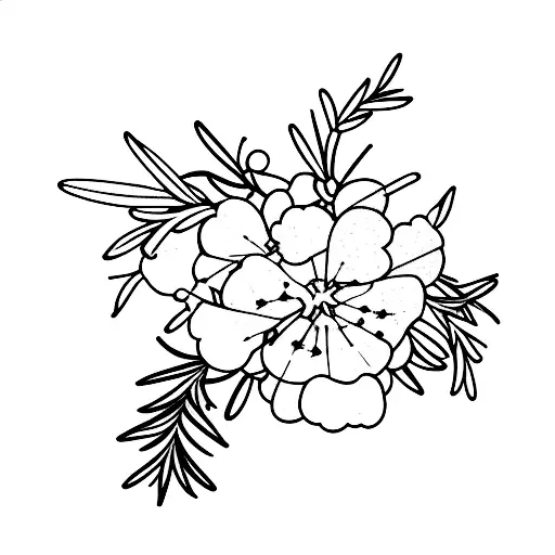 cherry wine with rosemary and thyme tattoo design idea