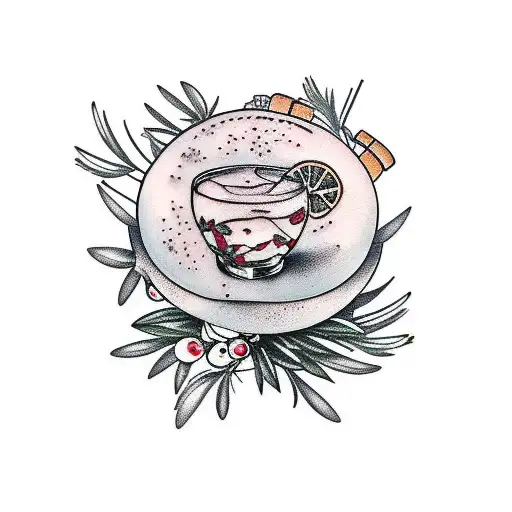 cherry wine with rosemary and thyme tattoo design idea