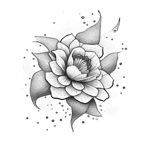 A graceful swimmer diving into a sea of blooming flowers tattoo design idea