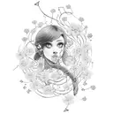 An elegant archer surrounded by a constellation of flowers and vines tattoo design idea