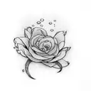 A graceful swimmer diving into a sea of blooming flowers tattoo design idea