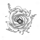 A graceful swimmer diving into a sea of blooming flowers tattoo design idea