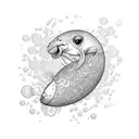 A graceful swimmer diving into a sea of blooming flowers tattoo design idea