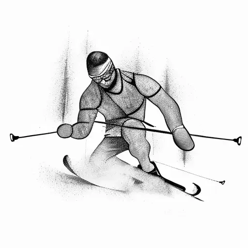 fitness skier lifting a trombone tattoo design idea
