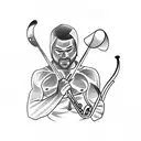 fitness skier lifting a trombone tattoo design idea