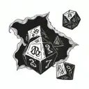 Single Dungeons and Dragons Dice rolling 20 sided dice tattoo design idea