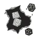 Single Dungeons and Dragons Dice rolling 20 sided dice tattoo design idea