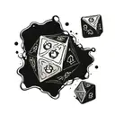 Single Dungeons and Dragons Dice rolling 20 sided dice tattoo design idea