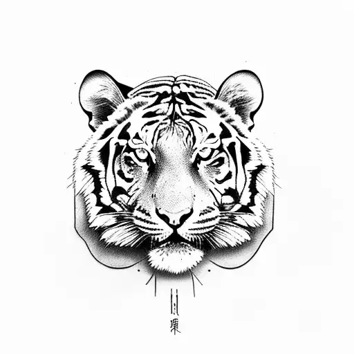 so a Tiger with Wood stripes tattoo design idea