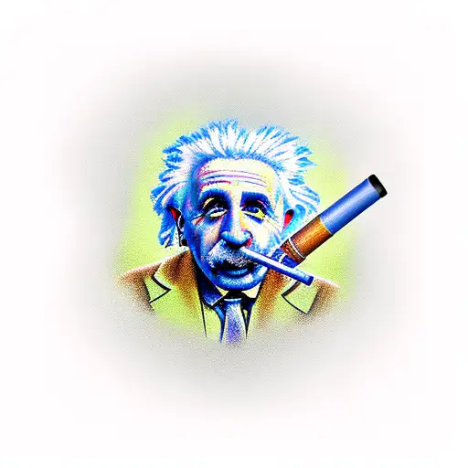 einstein smoking pipe tattoo design idea