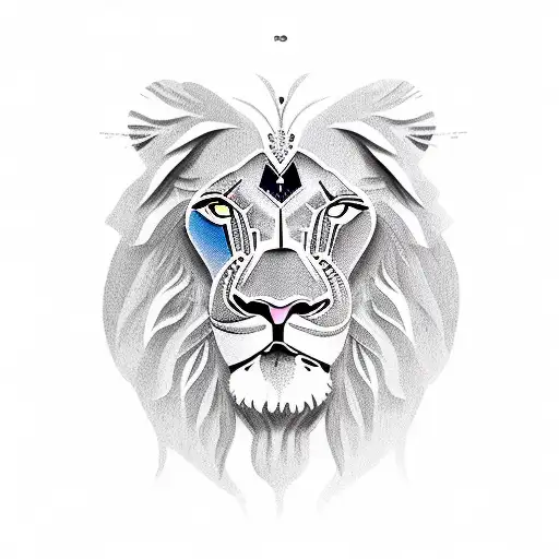 Lion face beside elephant face  tattoo design idea