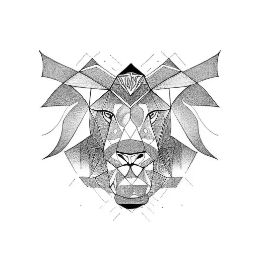 a half Lion face and a half elephant face  tattoo design idea