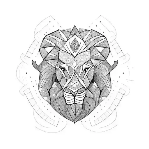 Lion face beside elephant face  tattoo design idea
