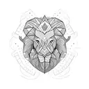Lion face beside elephant face  tattoo design idea