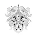 Lion face beside elephant face  tattoo design idea