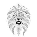Lion face beside elephant face  tattoo design idea