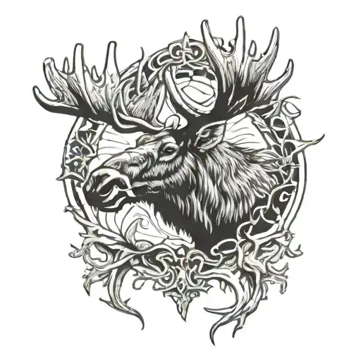 Moose antler inside tattoo design idea