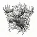 Moose antler inside tattoo design idea