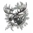 Moose antler inside tattoo design idea