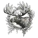 Moose antler inside tattoo design idea