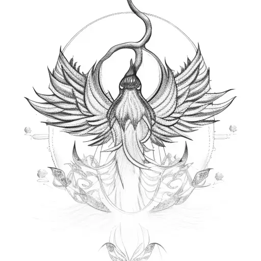 Lotus flower, tree of life, Pheonix, Feather and quill, Archangel wings tattoo design idea