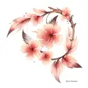 Sakura and feathers horizontally small tattoo design tattoo design idea