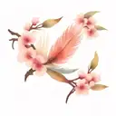 Sakura and feathers horizontally small tattoo design tattoo design idea