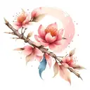 Sakura and feathers horizontally small tattoo design tattoo design idea
